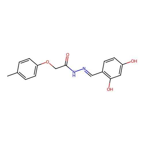 N-[(2,4-dihydroxyphenyl)methylideneamino]-2-(4-methylphenoxy)acetamide structure