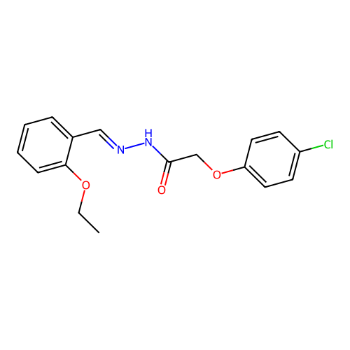 2-(4-chlorophenoxy)-N-[(2-ethoxyphenyl)methylideneamino]acetamide structure