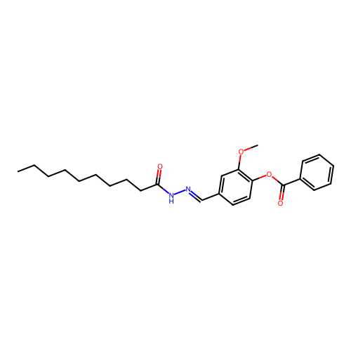 [4-[(Decanoylhydrazinylidene)methyl]-2-methoxyphenyl] benzoate structure