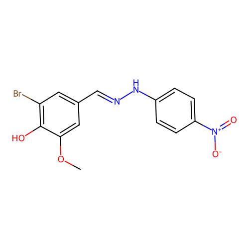 2-Bromo-6-methoxy-4-[[(4-nitrophenyl)hydrazinylidene]methyl]phenol structure