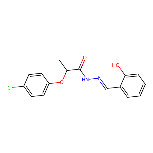 2-(4-chlorophenoxy)-N-[(2-hydroxyphenyl)methylideneamino]propanamide structure