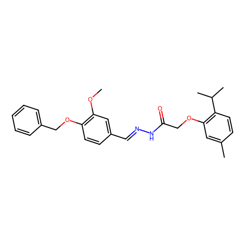 N'-(4-(Benzyloxy)3-meo-benzylidene)2-(2-isopropyl-5-methylphenoxy)acetohydrazide structure