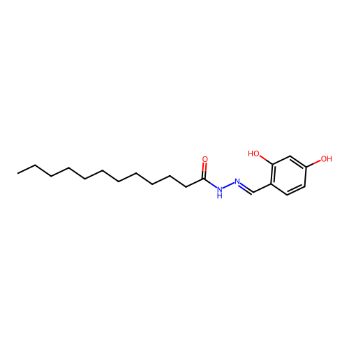 N-[(2,4-dihydroxyphenyl)methylideneamino]dodecanamide structure