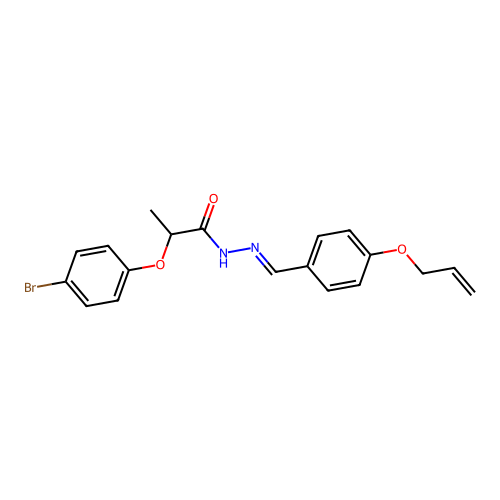 2-(4-bromophenoxy)-N-[(4-prop-2-enoxyphenyl)methylideneamino]propanamide structure