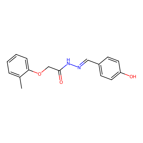 N-[(4-hydroxyphenyl)methylideneamino]-2-(2-methylphenoxy)acetamide structure
