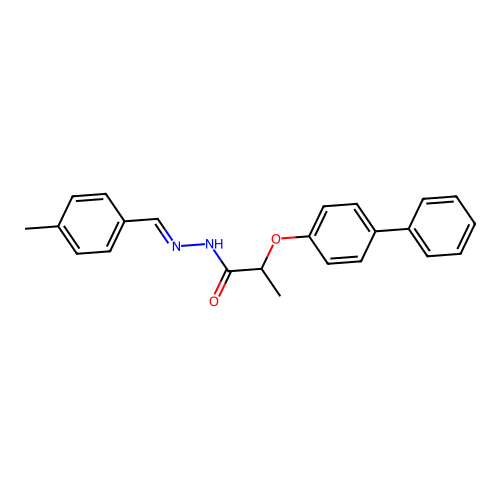 2-((1,1'-Biphenyl)-4-yloxy)-N'-(4-methylbenzylidene)propanohydrazide structure
