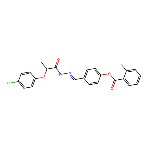 4-(2-(2-(4-Chlorophenoxy)propanoyl)carbohydrazonoyl)phenyl 2-iodobenzoate structure