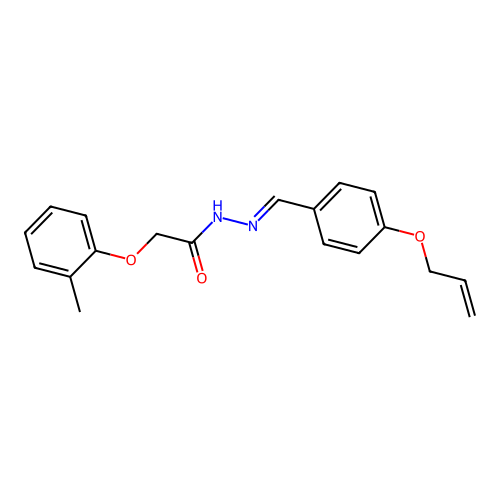 2-(2-methylphenoxy)-N-[(4-prop-2-enoxyphenyl)methylideneamino]acetamide structure