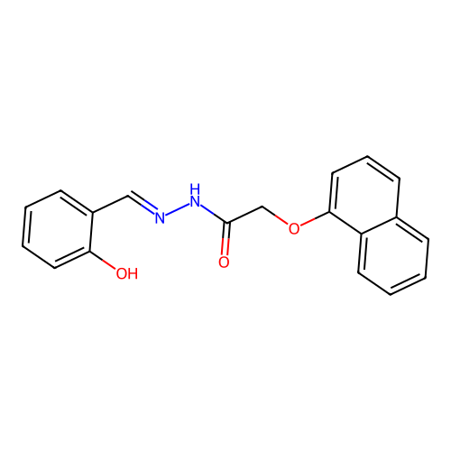 N-[(2-hydroxyphenyl)methyleneamino]-2-(1-naphthyloxy)acetamide structure
