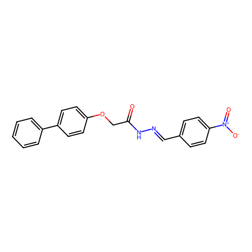 N-[(4-nitrophenyl)methylideneamino]-2-(4-phenylphenoxy)acetamide structure