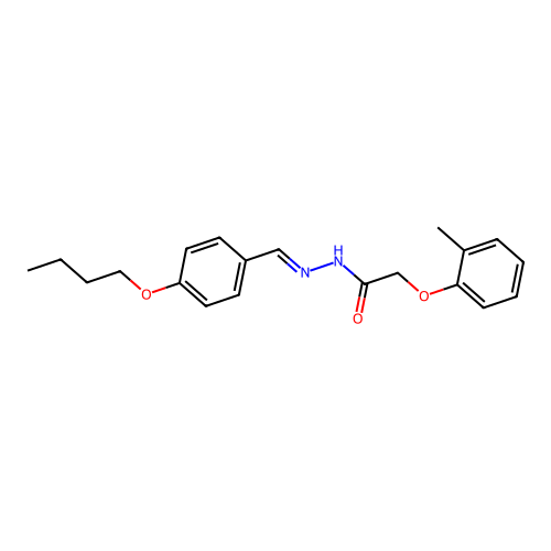N-[(4-butoxyphenyl)methylideneamino]-2-(2-methylphenoxy)acetamide structure