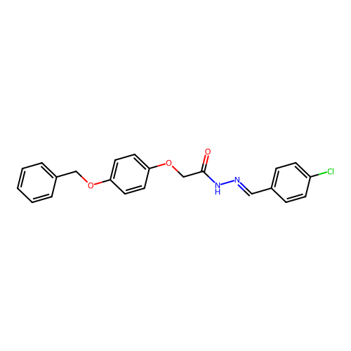 N-[(4-chlorophenyl)methylideneamino]-2-(4-phenylmethoxyphenoxy)acetamide structure