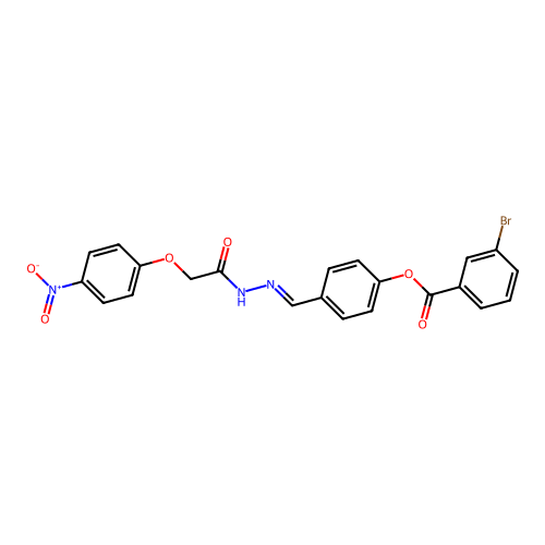 4-(2-((4-Nitrophenoxy)acetyl)carbohydrazonoyl)phenyl 3-bromobenzoate structure