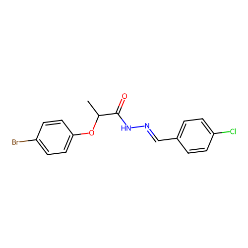 2-(4-bromophenoxy)-N-[(4-chlorophenyl)methylideneamino]propanamide structure