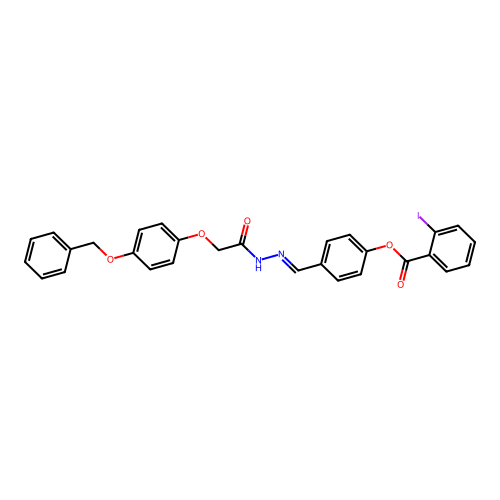 4-(2-((4-(Benzyloxy)phenoxy)acetyl)carbohydrazonoyl)phenyl 2-iodobenzoate structure
