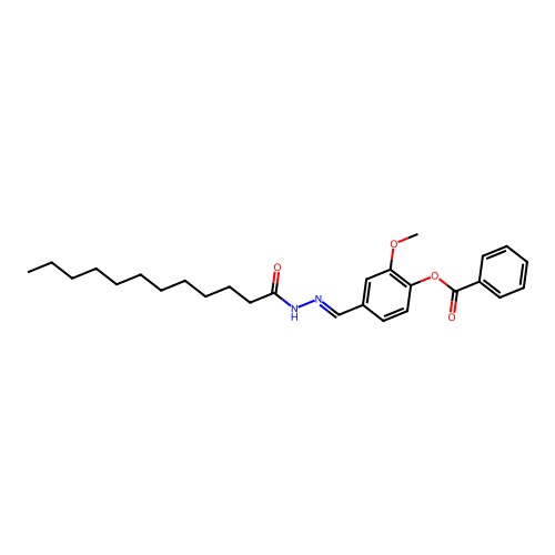 [4-[(Dodecanoylhydrazinylidene)methyl]-2-methoxyphenyl] benzoate structure