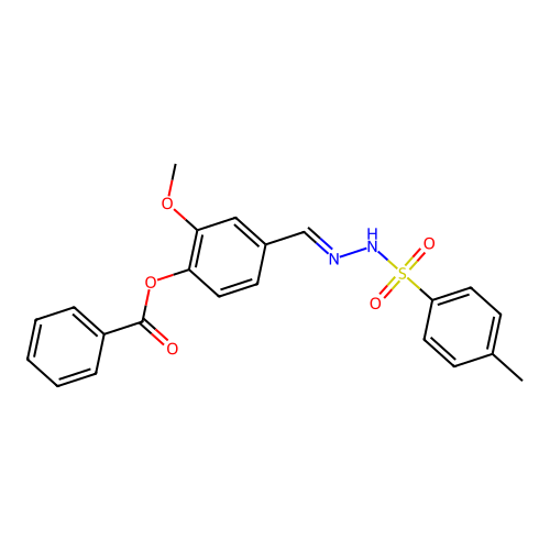 2-Methoxy-4-(2-((4-methylphenyl)sulfonyl)carbohydrazonoyl)phenyl benzoate structure