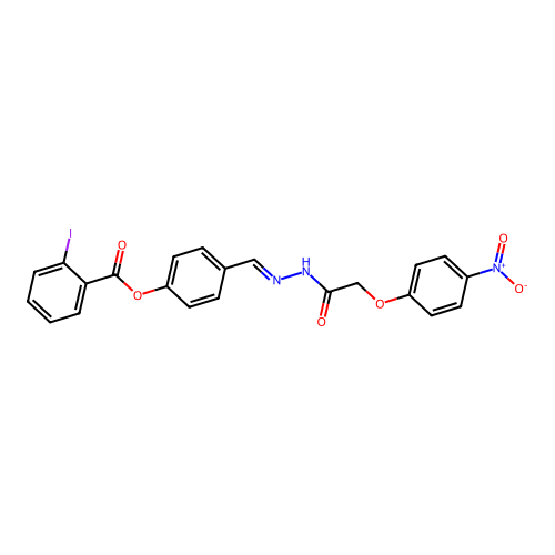 4-(2-((4-Nitrophenoxy)acetyl)carbohydrazonoyl)phenyl 2-iodobenzoate structure