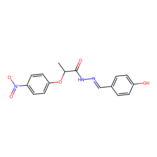 N-[(4-hydroxyphenyl)methylideneamino]-2-(4-nitrophenoxy)propanamide structure