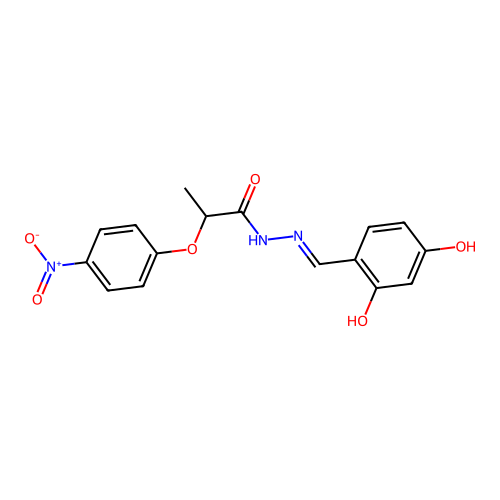 N-[(2,4-dihydroxyphenyl)methylideneamino]-2-(4-nitrophenoxy)propanamide structure