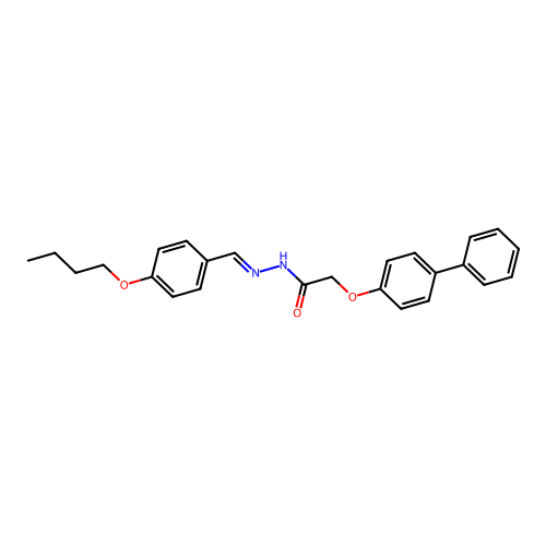 N-[(4-butoxyphenyl)methylideneamino]-2-(4-phenylphenoxy)acetamide structure