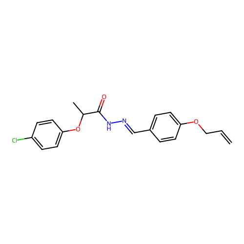 2-(4-chlorophenoxy)-N-[(4-prop-2-enoxyphenyl)methylideneamino]propanamide structure