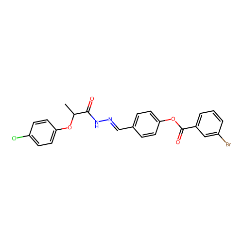 4-(2-(2-(4-Chlorophenoxy)propanoyl)carbohydrazonoyl)phenyl 3-bromobenzoate structure