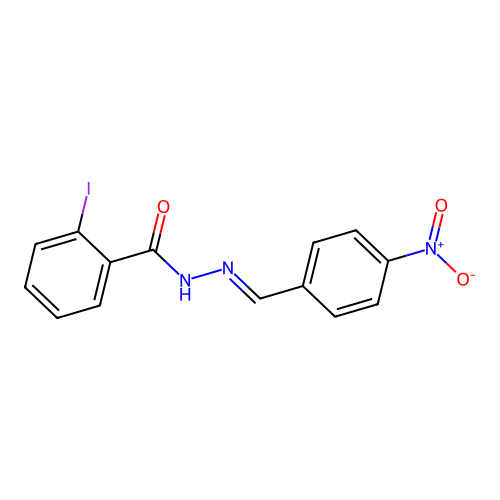 2-iodo-N-[(4-nitrophenyl)methylideneamino]benzamide structure