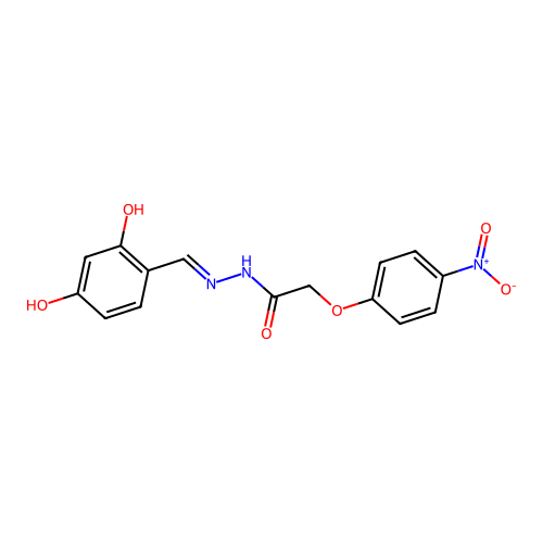 N-[(2,4-dihydroxyphenyl)methylideneamino]-2-(4-nitrophenoxy)acetamide structure