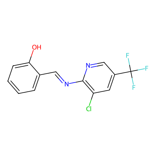 2-({[3-Chloro-5-(trifluoromethyl)-2-pyridinyl]imino}methyl)benzenol structure