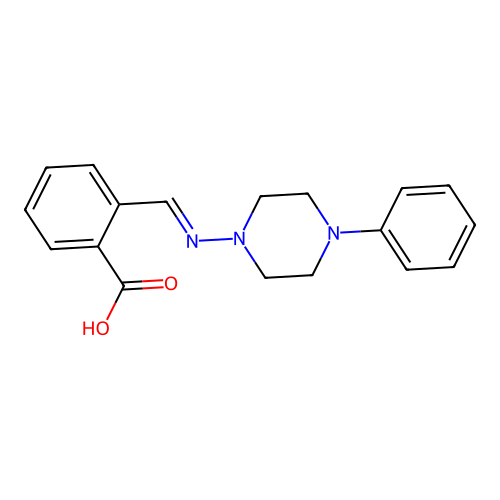 2-[(4-Phenylpiperazin-1-yl)iminomethyl]benzoic acid structure
