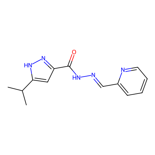 5-propan-2-yl-N-(pyridin-2-ylmethylideneamino)-1H-pyrazole-3-carboxamide structure