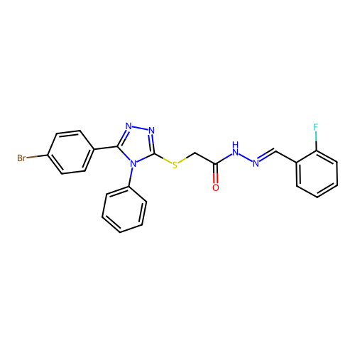 2-{[5-(4-bromophenyl)-4-phenyl-4H-1,2,4-triazol-3-yl]sulfanyl}-N'-[(E)-(2-fluorophenyl)methylidene]acetohydrazide structure