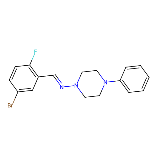 1-(5-bromo-2-fluorophenyl)-N-(4-phenylpiperazin-1-yl)methanimine structure