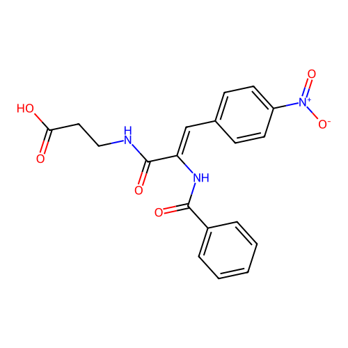 (Z)-3-(2-benzamido-3-(4-nitrophenyl)acrylamido)propanoic acid structure