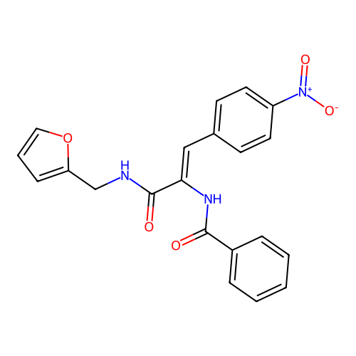 N-(1-{[(2-furylmethyl)amino]carbonyl}-2-{4-nitrophenyl}vinyl)benzamide structure