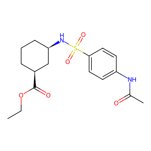 ethyl (1S,3R)-3-({[4-(acetylamino)phenyl]sulfonyl}amino)cyclohexanecarboxylate structure