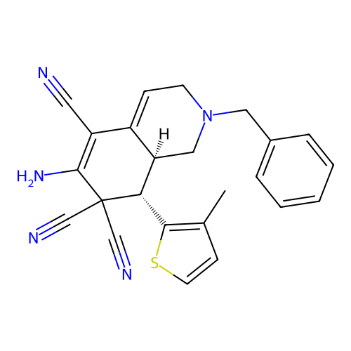 (8S,8aS)-6-amino-2-benzyl-8-(3-methylthiophen-2-yl)-2,3,8,8a-tetrahydroisoquinoline-5,7,7(1H)-tricarbonitrile structure