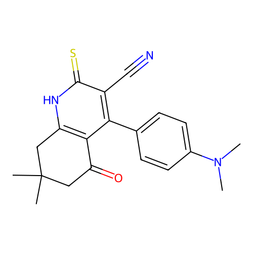 4-(4-(dimethylamino)phenyl)-7,7-dimethyl-5-oxo-2-thioxo-1,2,5,6,7,8-hexahydroquinoline-3-carbonitrile structure
