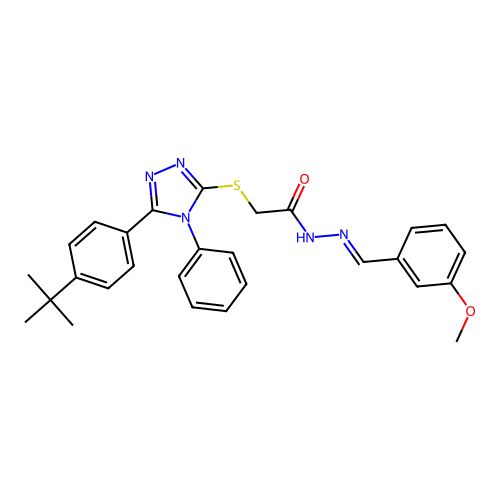 2-{[5-(4-tert-butylphenyl)-4-phenyl-4H-1,2,4-triazol-3-yl]sulfanyl}-N'-[(E)-(3-methoxyphenyl)methylidene]acetohydrazide structure