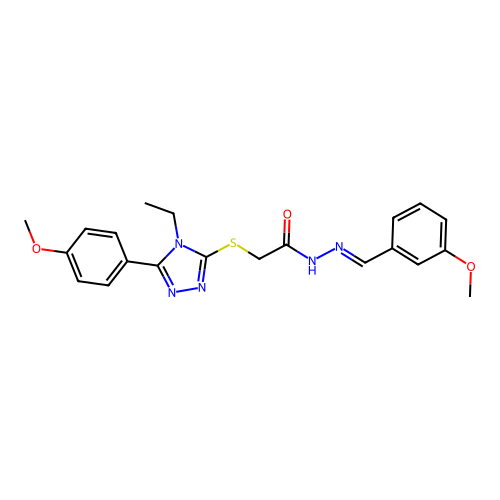2-{[4-ethyl-5-(4-methoxyphenyl)-4H-1,2,4-triazol-3-yl]sulfanyl}-N'-[(E)-(3-methoxyphenyl)methylidene]acetohydrazide structure