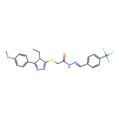 2-{[4-ethyl-5-(4-methoxyphenyl)-4H-1,2,4-triazol-3-yl]sulfanyl}-N'-{(E)-[4-(trifluoromethyl)phenyl]methylidene}acetohydrazide structure