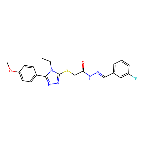 2-{[4-ethyl-5-(4-methoxyphenyl)-4H-1,2,4-triazol-3-yl]sulfanyl}-N'-[(E)-(3-fluorophenyl)methylidene]acetohydrazide structure