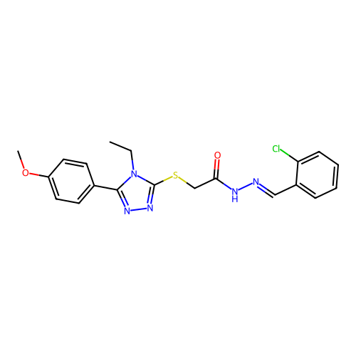 N'-[(E)-(2-chlorophenyl)methylidene]-2-{[4-ethyl-5-(4-methoxyphenyl)-4H-1,2,4-triazol-3-yl]sulfanyl}acetohydrazide structure