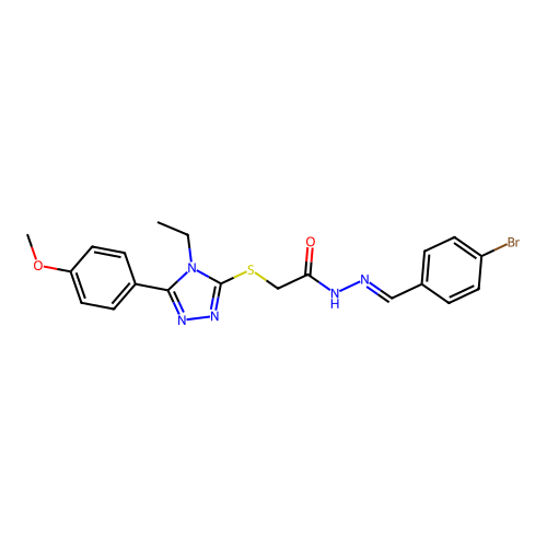 N'-[(E)-(4-bromophenyl)methylidene]-2-{[4-ethyl-5-(4-methoxyphenyl)-4H-1,2,4-triazol-3-yl]sulfanyl}acetohydrazide structure
