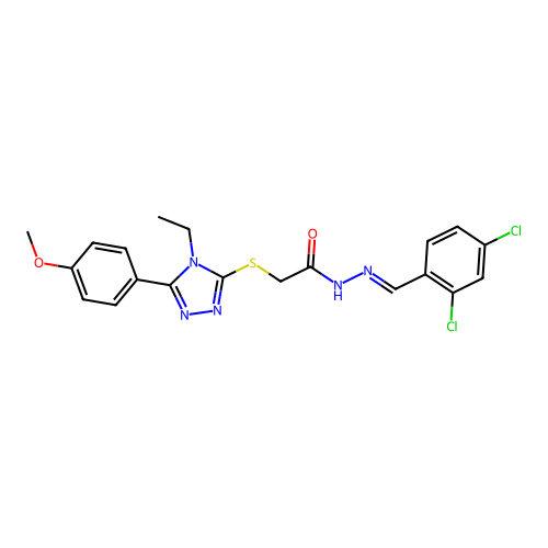 N'-[(E)-(2,4-dichlorophenyl)methylidene]-2-{[4-ethyl-5-(4-methoxyphenyl)-4H-1,2,4-triazol-3-yl]sulfanyl}acetohydrazide structure