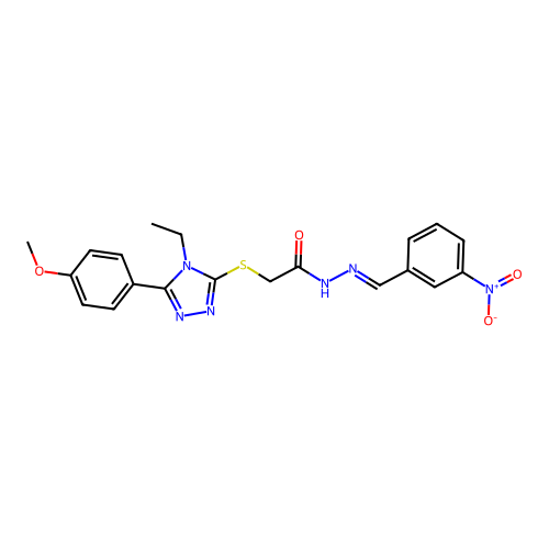 2-{[4-ethyl-5-(4-methoxyphenyl)-4H-1,2,4-triazol-3-yl]sulfanyl}-N'-[(E)-(3-nitrophenyl)methylidene]acetohydrazide structure