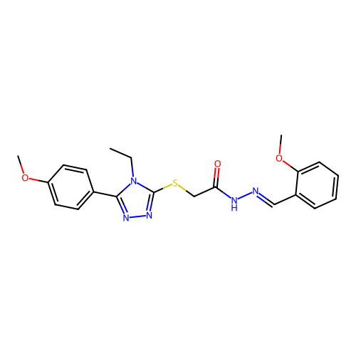 2-{[4-ethyl-5-(4-methoxyphenyl)-4H-1,2,4-triazol-3-yl]sulfanyl}-N'-[(E)-(2-methoxyphenyl)methylidene]acetohydrazide structure
