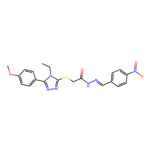 2-{[4-ethyl-5-(4-methoxyphenyl)-4H-1,2,4-triazol-3-yl]sulfanyl}-N'-[(E)-(4-nitrophenyl)methylidene]acetohydrazide structure