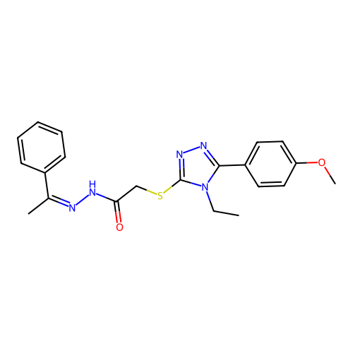 (Z)-2-((4-ethyl-5-(4-methoxyphenyl)-4H-1,2,4-triazol-3-yl)thio)-N'-(1-phenylethylidene)acetohydrazide structure
